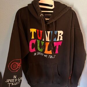Tuner Cult Men's Black Hoodie with Multicolor Logo